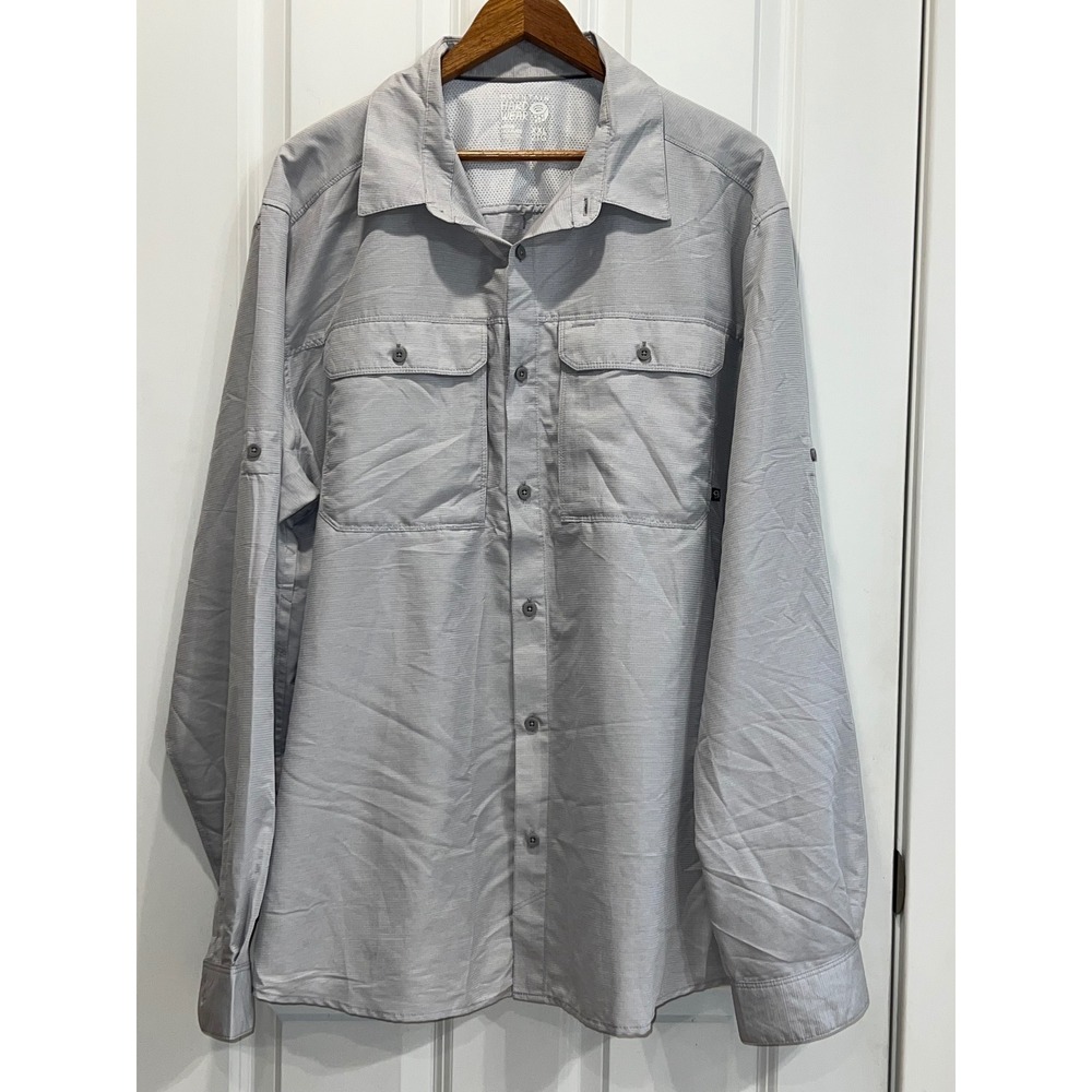 Mountain Hardwear Canyon Long Sleeve Shirt Men XXL Grey OM7043 Hiking Ventilated